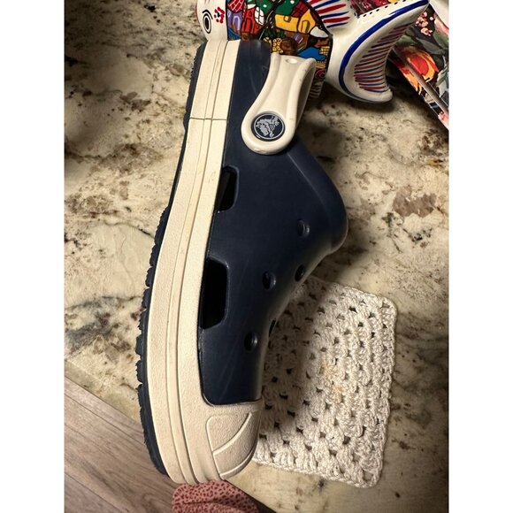 Crocs Kids Navy White Clogs J3 Ventilated Slip-On Sandals Strap Nautical beach - Picture 8 of 14